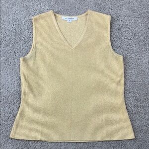 St. John Gold Shimmer Ribbed Knit Sleeveless Top Tank Women’s P Small 4
